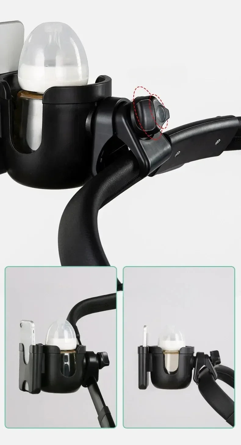 Pram Cup Holder – Anti-Slip Stroller Bottle & Phone Holder for Baby Prams
