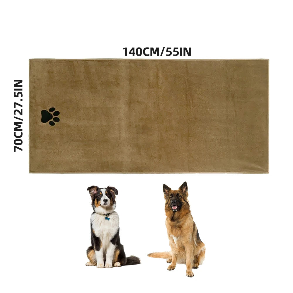 Microfiber Pet Bath Towel – Super Soft Absorbent Embroidered Towel for Dogs & Cats (3 Sizes)