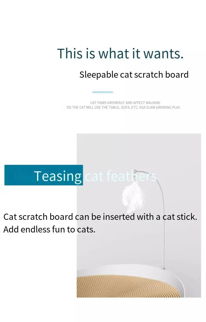 3-in-1 Round Cat Scratcher Bed – Durable Wear-Resistant Scratching Pad & Interactive Kitten Toy