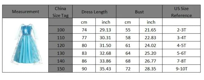Ice Princess Girls Dress – Kids Cosplay Costume for Halloween & Birthday Party
