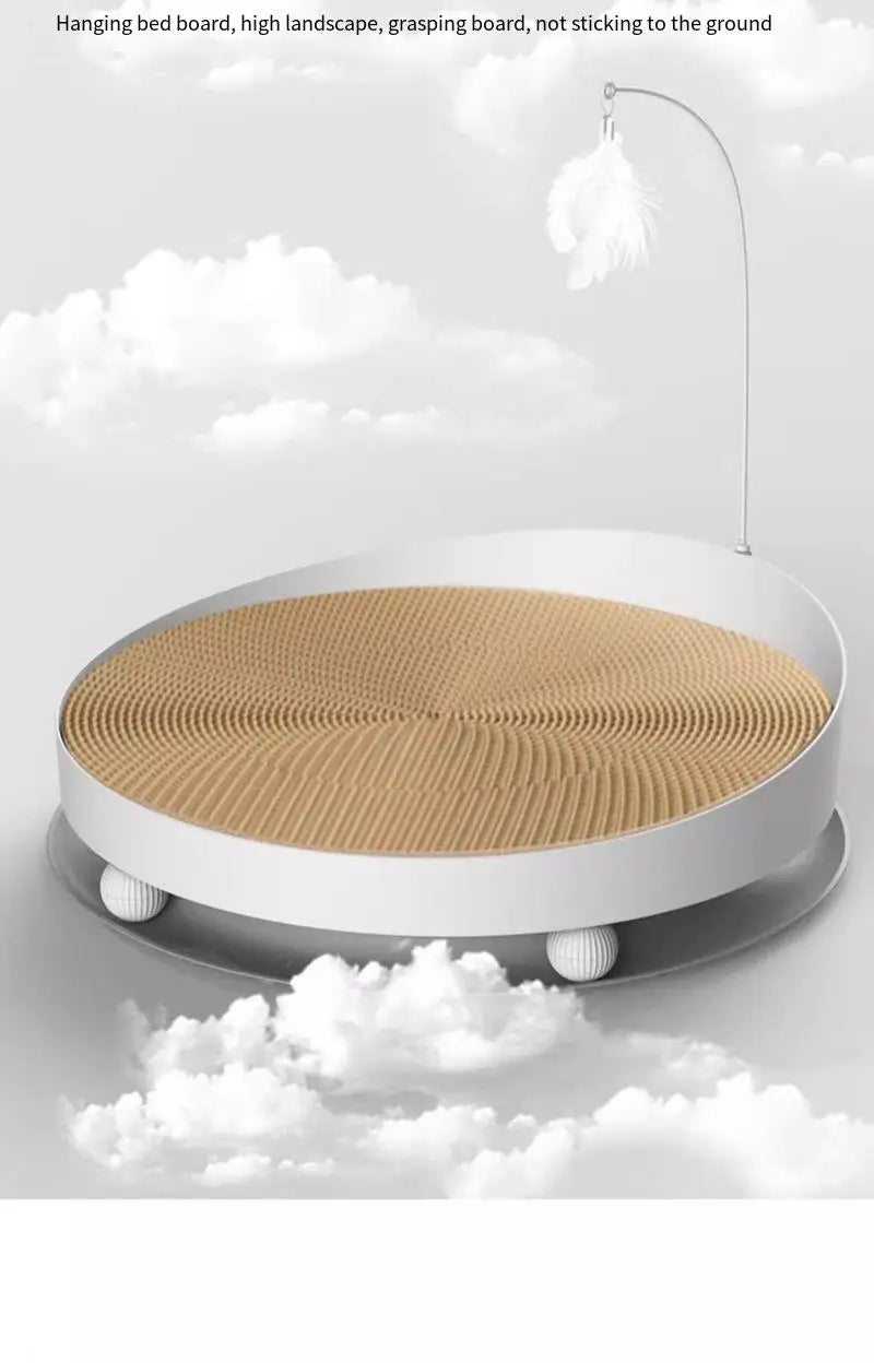 3-in-1 Round Cat Scratcher Bed – Durable Wear-Resistant Scratching Pad & Interactive Kitten Toy