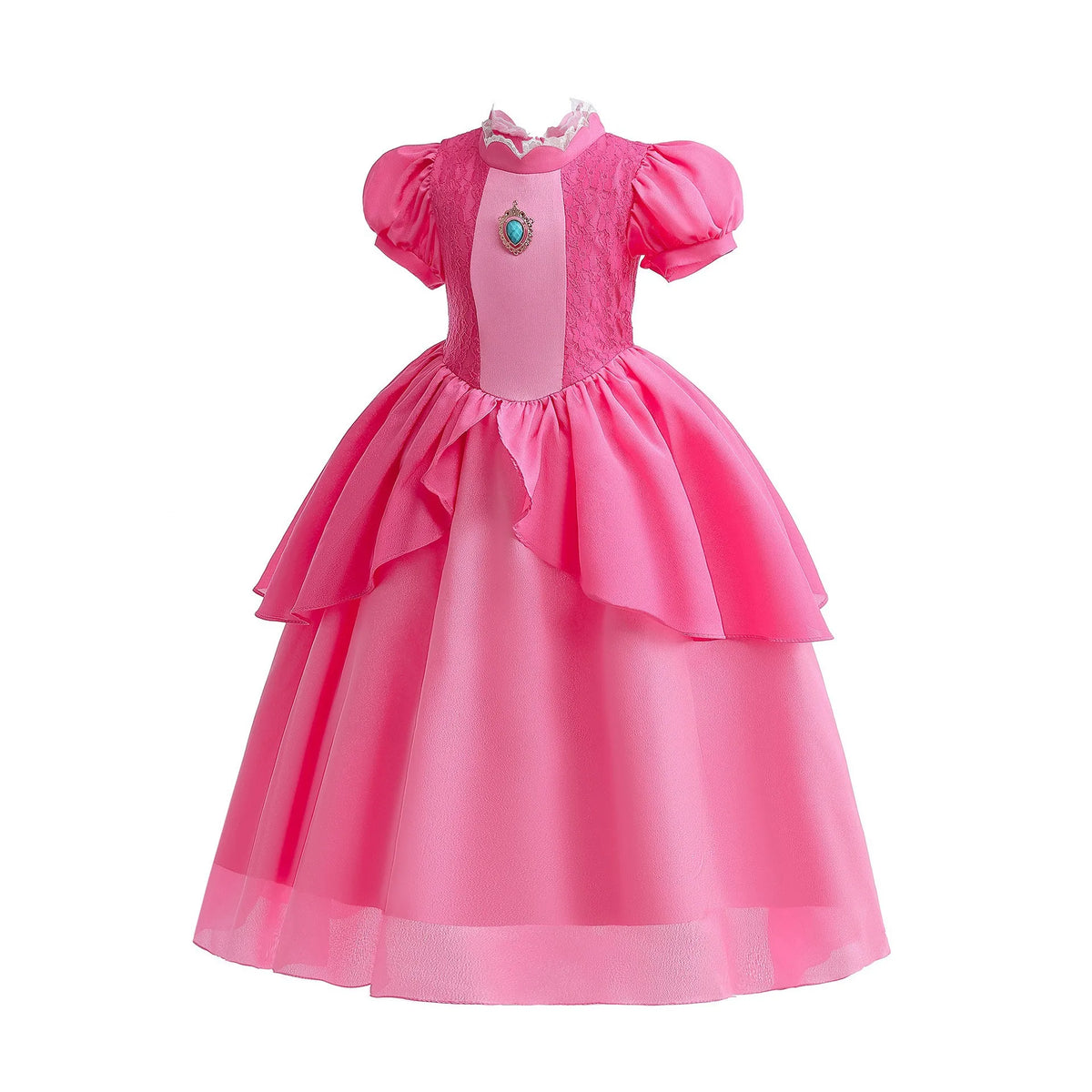 Peach Princess Dress Girls Rose Red Lace Cosplay Dress Kids Vestidos Party Dresses Carnival Halloween Costume for 3-11 Years