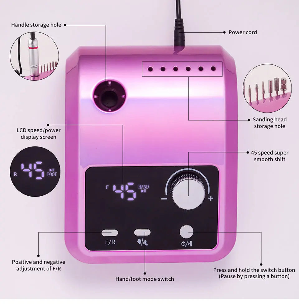 New 45000RPM Nail Drill Machine Cutters Professional Electric Nails Sander File for Gel Nails Polishing For Home Manicure Salon