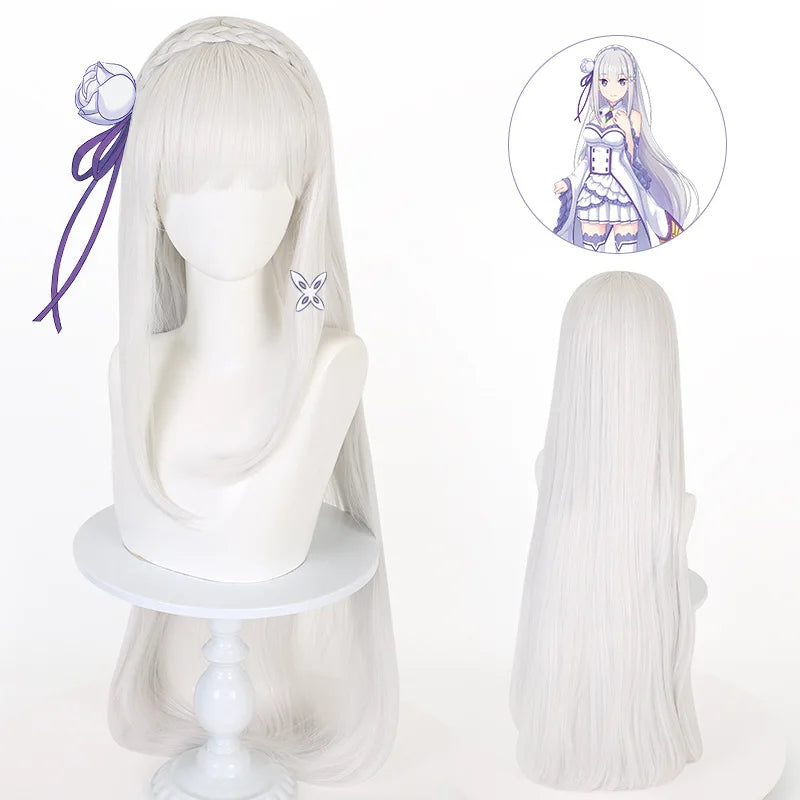 Emilia Inspired Cosplay Costume Set – Cloak, Wig & Maid Uniform Outfit for Women, Halloween & Anime Party