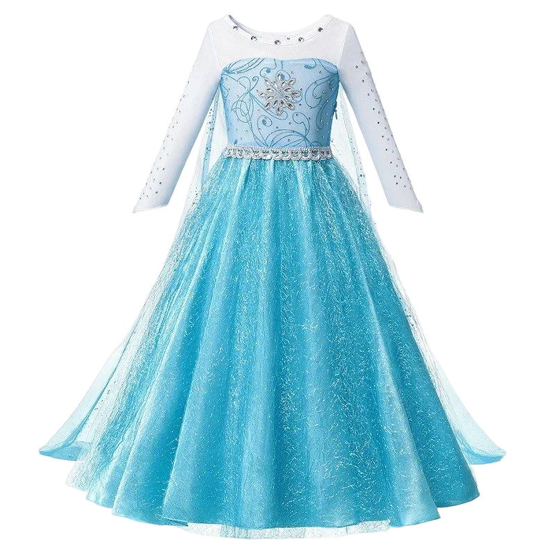 Ice Princess Girls Dress – Kids Cosplay Costume for Halloween & Birthday Party