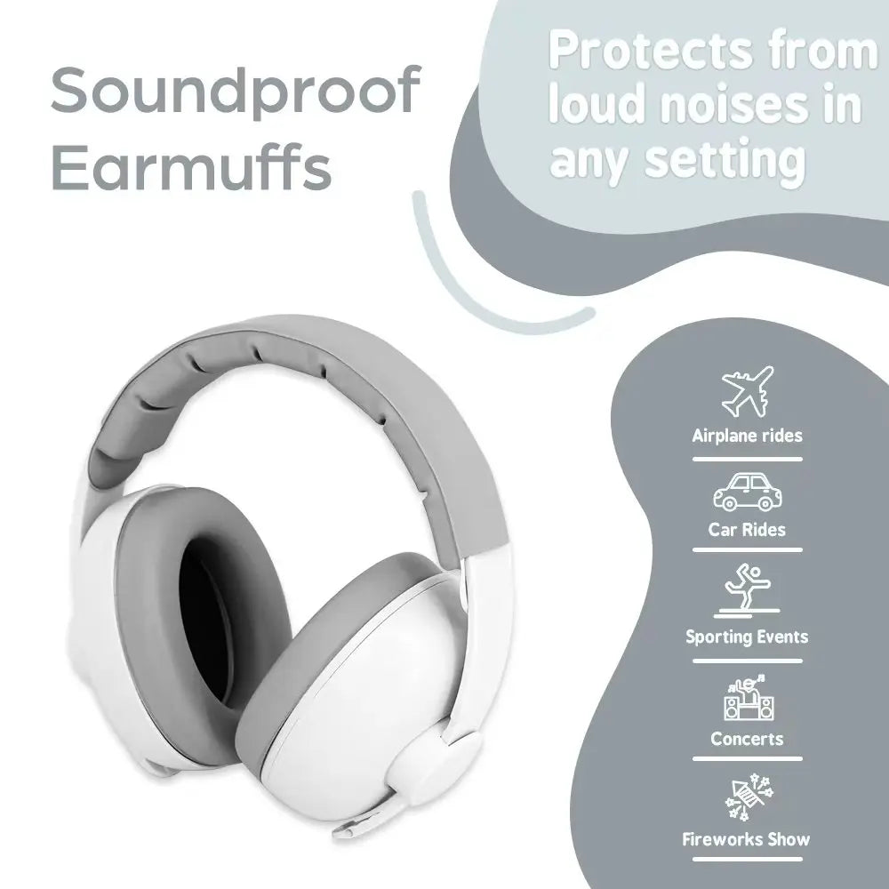 Baby Ear Protection Earmuffs – Anti-Noise Headphones for Sleep & Travel, Stretchable Design