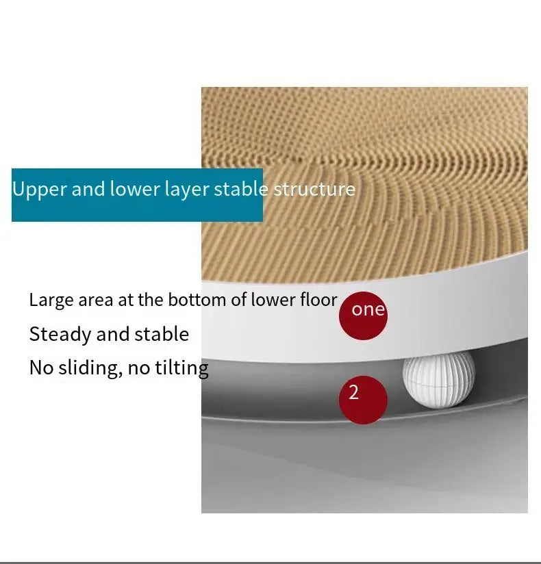 3-in-1 Round Cat Scratcher Bed – Durable Wear-Resistant Scratching Pad & Interactive Kitten Toy