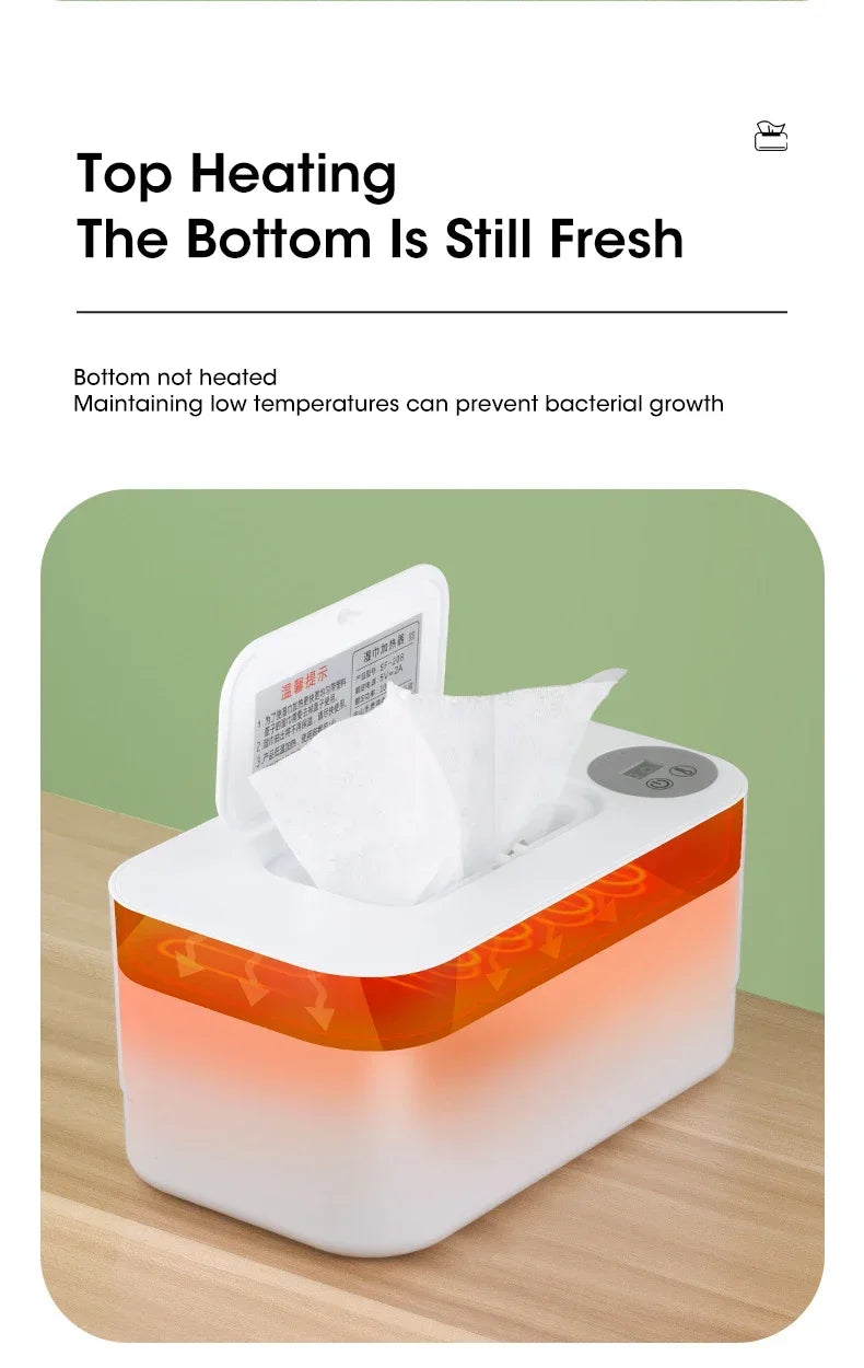 Baby Wipe Warmer with LED Display – Portable USB Wet Towel Heater for Home & Car