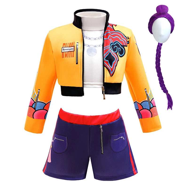 Girls Hip Hop Dance Outfit Set – Crop Top, Jacket, Skirt & Shorts Kids Jazz Stage Costume