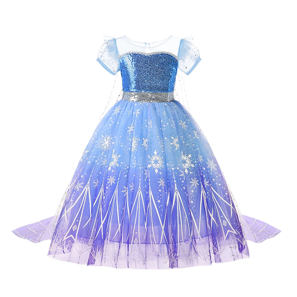 Ice Princess Girls Dress – Kids Cosplay Costume for Halloween & Birthday Party